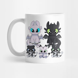 Family dragons, how to train your dragon Toothless & Light fury, night fury babies Mug